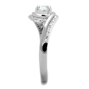 TS397 - Rhodium 925 Sterling Silver Ring with AAA Grade CZ  in Clear