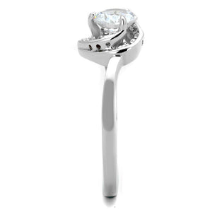 TS398 - Rhodium 925 Sterling Silver Ring with AAA Grade CZ  in Clear