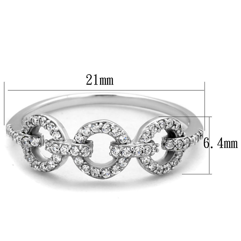 TS400 - Rhodium 925 Sterling Silver Ring with AAA Grade CZ  in Clear - Joyeria Lady