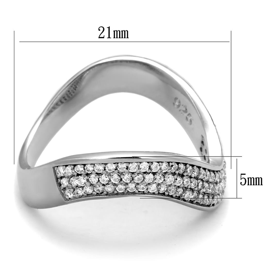 TS402 - Rhodium 925 Sterling Silver Ring with AAA Grade CZ  in Clear - Joyeria Lady