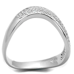 TS402 - Rhodium 925 Sterling Silver Ring with AAA Grade CZ  in Clear