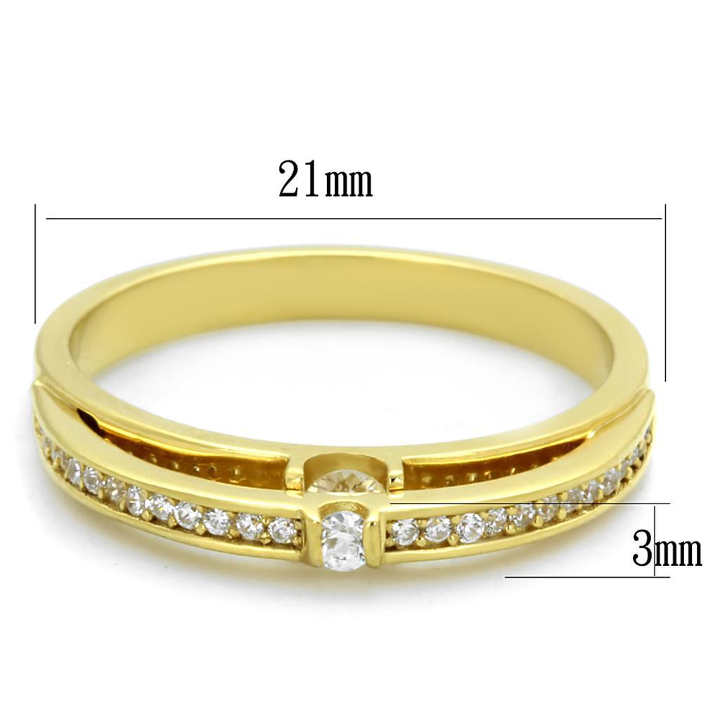 TS403 - Gold 925 Sterling Silver Ring with AAA Grade CZ  in Clear - Joyeria Lady