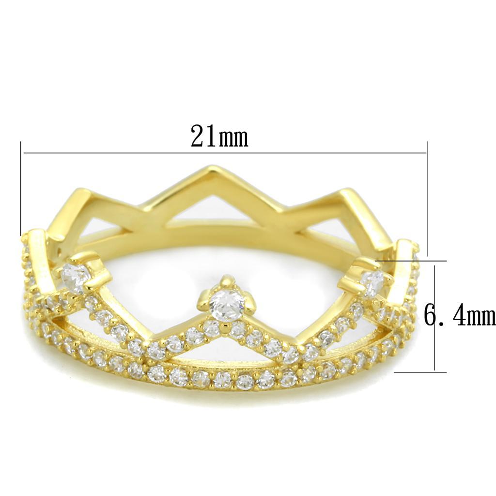TS404 - Gold 925 Sterling Silver Ring with AAA Grade CZ  in Clear - Joyeria Lady