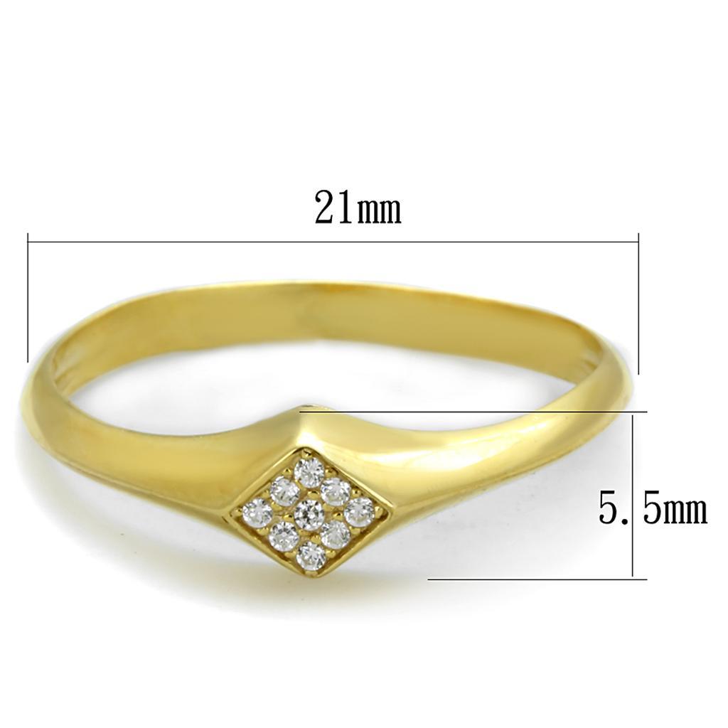 TS406 - Gold 925 Sterling Silver Ring with AAA Grade CZ  in Clear - Joyeria Lady