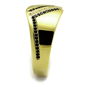 TS413 - Gold 925 Sterling Silver Ring with AAA Grade CZ  in Black Diamond
