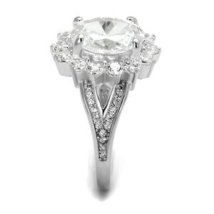 TS415 - Rhodium 925 Sterling Silver Ring with AAA Grade CZ  in Clear
