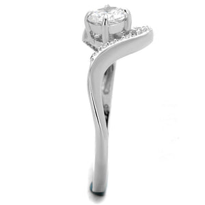 TS423 - Rhodium 925 Sterling Silver Ring with AAA Grade CZ  in Clear