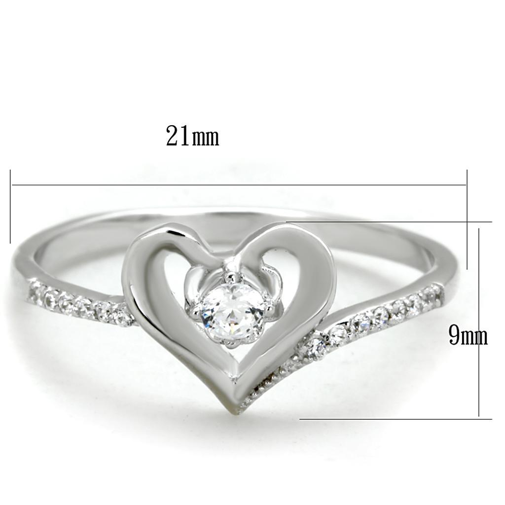TS425 - Rhodium 925 Sterling Silver Ring with AAA Grade CZ  in Clear - Joyeria Lady