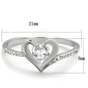TS425 - Rhodium 925 Sterling Silver Ring with AAA Grade CZ  in Clear