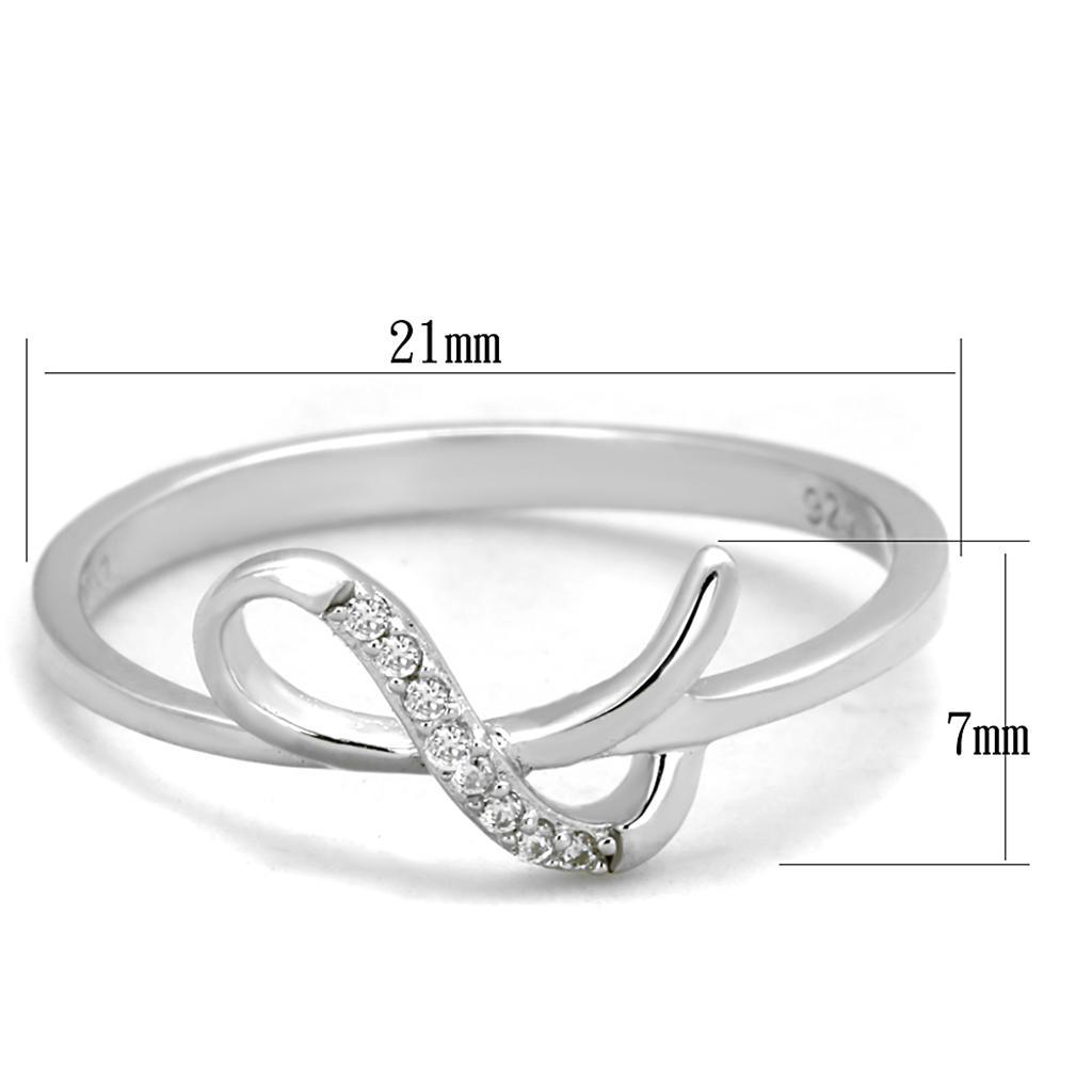 TS426 - Rhodium 925 Sterling Silver Ring with AAA Grade CZ  in Clear - Joyeria Lady