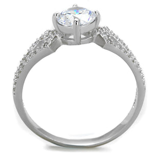 TS430 - Rhodium 925 Sterling Silver Ring with AAA Grade CZ  in Clear