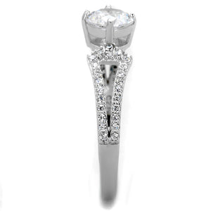 TS430 - Rhodium 925 Sterling Silver Ring with AAA Grade CZ  in Clear