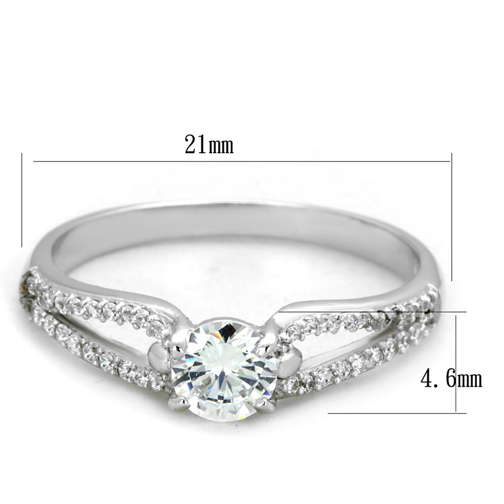TS431 - Rhodium 925 Sterling Silver Ring with AAA Grade CZ  in Clear - Joyeria Lady