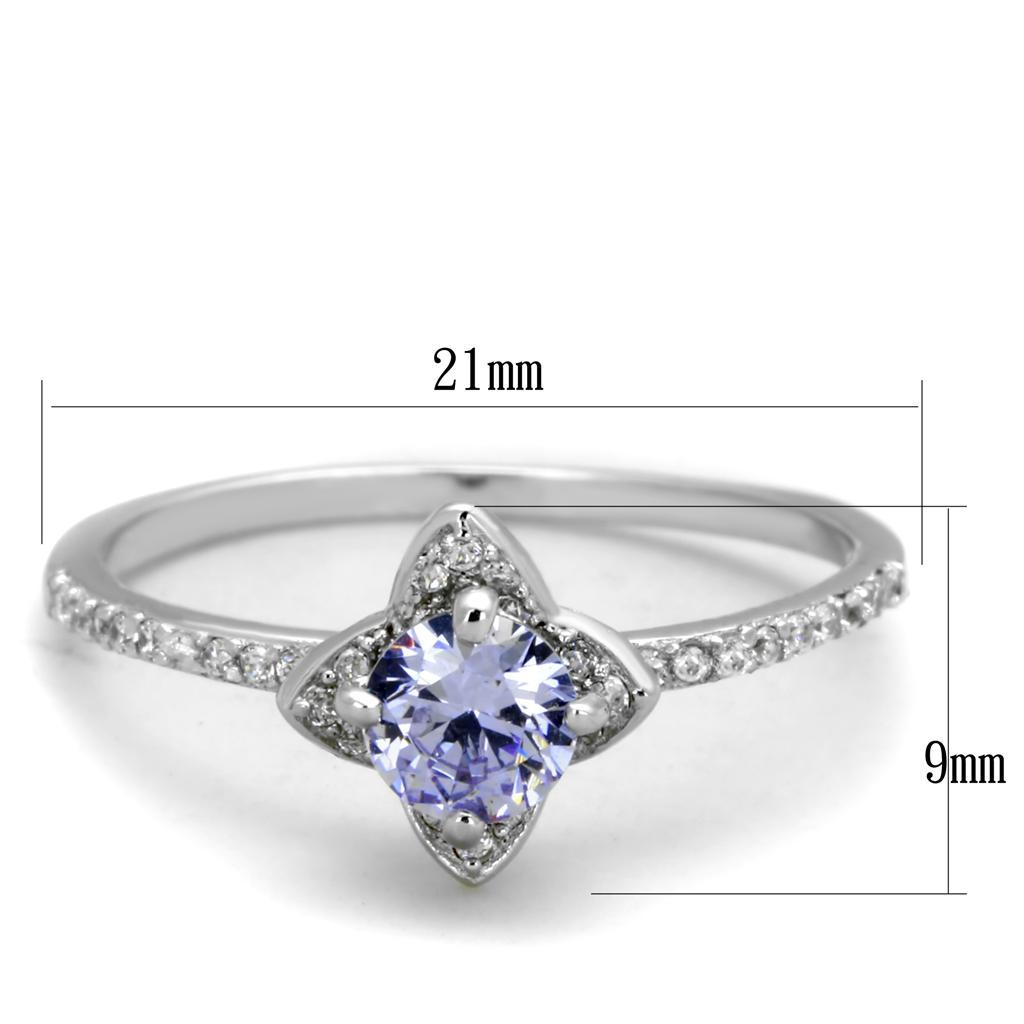 TS432 - Rhodium 925 Sterling Silver Ring with AAA Grade CZ  in Light Amethyst - Joyeria Lady