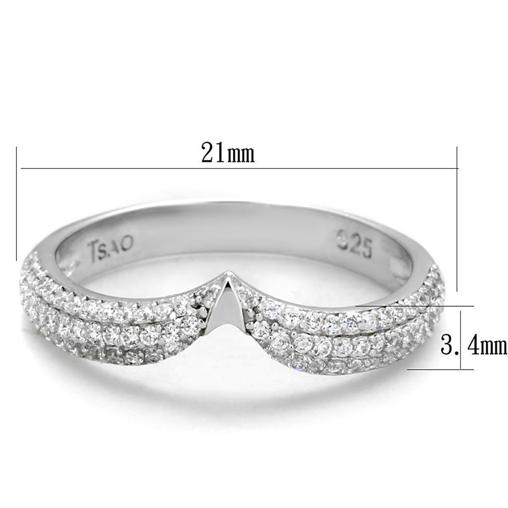 TS433 - Rhodium 925 Sterling Silver Ring with AAA Grade CZ  in Clear - Joyeria Lady