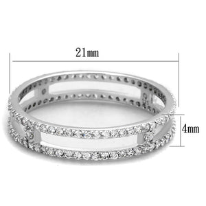 TS434 - Rhodium 925 Sterling Silver Ring with AAA Grade CZ  in Clear