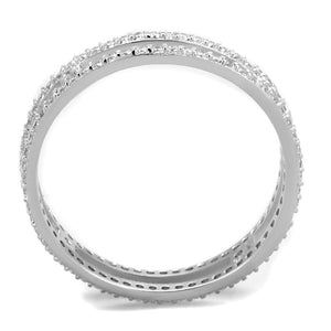 TS434 - Rhodium 925 Sterling Silver Ring with AAA Grade CZ  in Clear