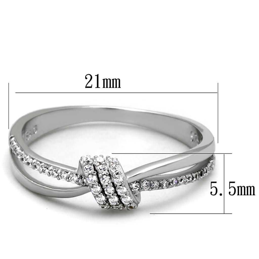 TS435 - Rhodium 925 Sterling Silver Ring with AAA Grade CZ  in Clear - Joyeria Lady