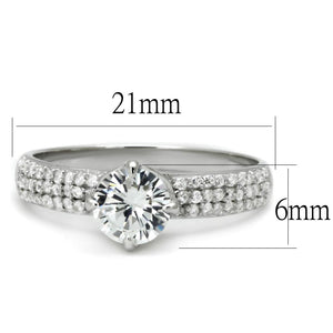 TS458 - Rhodium 925 Sterling Silver Ring with AAA Grade CZ  in Clear