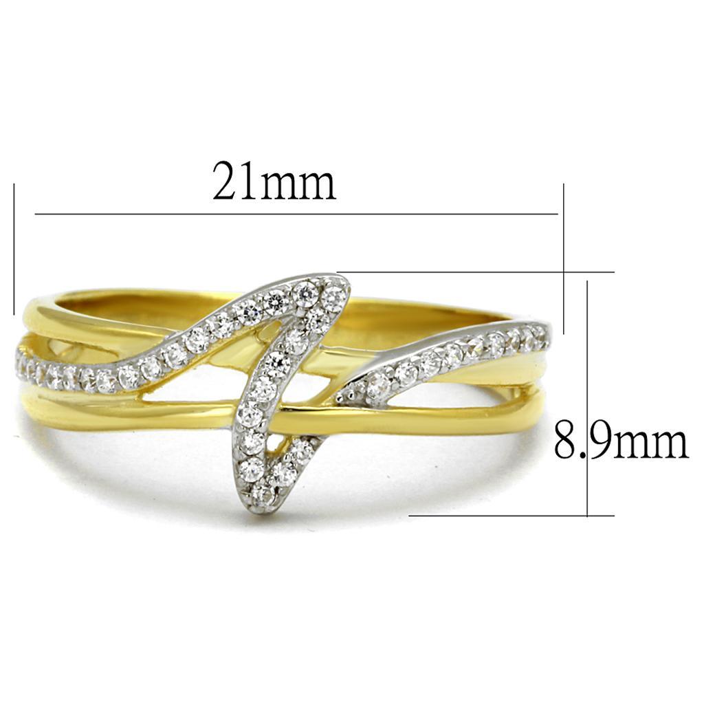 TS461 - Gold+Rhodium 925 Sterling Silver Ring with AAA Grade CZ  in Clear - Joyeria Lady