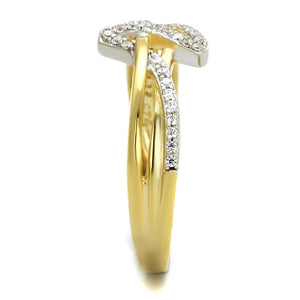 TS461 - Gold+Rhodium 925 Sterling Silver Ring with AAA Grade CZ  in Clear