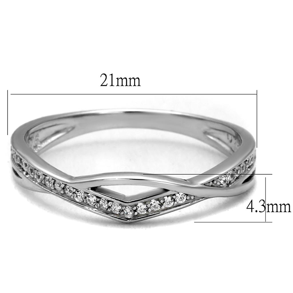 TS471 - Rhodium 925 Sterling Silver Ring with AAA Grade CZ  in Clear - Joyeria Lady