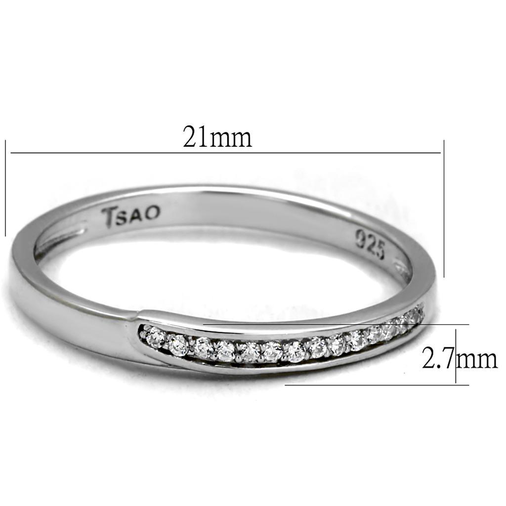 TS472 - Rhodium 925 Sterling Silver Ring with AAA Grade CZ  in Clear - Joyeria Lady