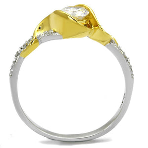 TS475 - Reverse Two-Tone 925 Sterling Silver Ring with AAA Grade CZ  in Clear