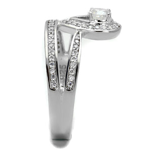 TS476 - Rhodium 925 Sterling Silver Ring with AAA Grade CZ  in Clear