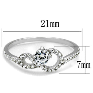 TS485 - Rhodium 925 Sterling Silver Ring with AAA Grade CZ  in Clear