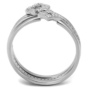 TS491 - Rhodium 925 Sterling Silver Ring with AAA Grade CZ  in Clear