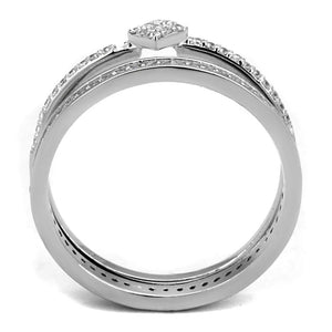 TS498 - Rhodium 925 Sterling Silver Ring with AAA Grade CZ  in Clear