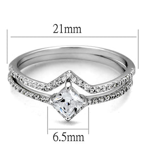 TS504 - Rhodium 925 Sterling Silver Ring with AAA Grade CZ  in Clear