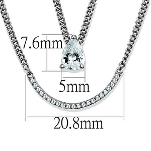 TS514 Rhodium 925 Sterling Silver Necklace with AAA Grade CZ in Clear