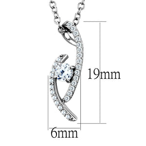 TS515 Rhodium 925 Sterling Silver Necklace with AAA Grade CZ in Clear