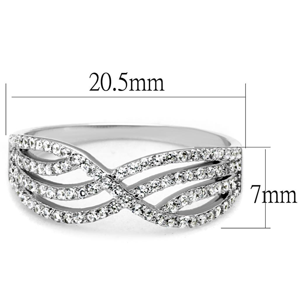TS516 - Rhodium 925 Sterling Silver Ring with AAA Grade CZ  in Clear - Joyeria Lady