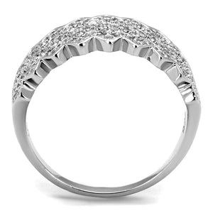 TS517 - Rhodium 925 Sterling Silver Ring with AAA Grade CZ  in Clear