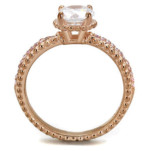 TS518 - Rose Gold 925 Sterling Silver Ring with AAA Grade CZ  in Clear
