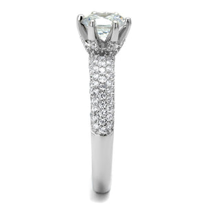 TS521 - Rhodium 925 Sterling Silver Ring with AAA Grade CZ  in Clear