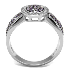 TS523 - Rhodium + Ruthenium 925 Sterling Silver Ring with AAA Grade CZ  in Amethyst