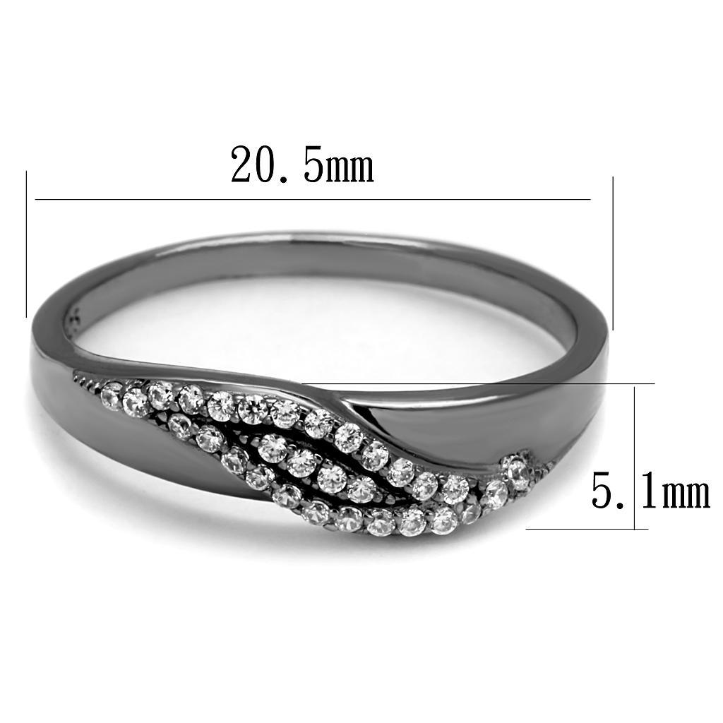 TS524 - Ruthenium 925 Sterling Silver Ring with AAA Grade CZ  in Clear - Joyeria Lady