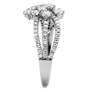 TS528 - Rhodium 925 Sterling Silver Ring with AAA Grade CZ  in Clear