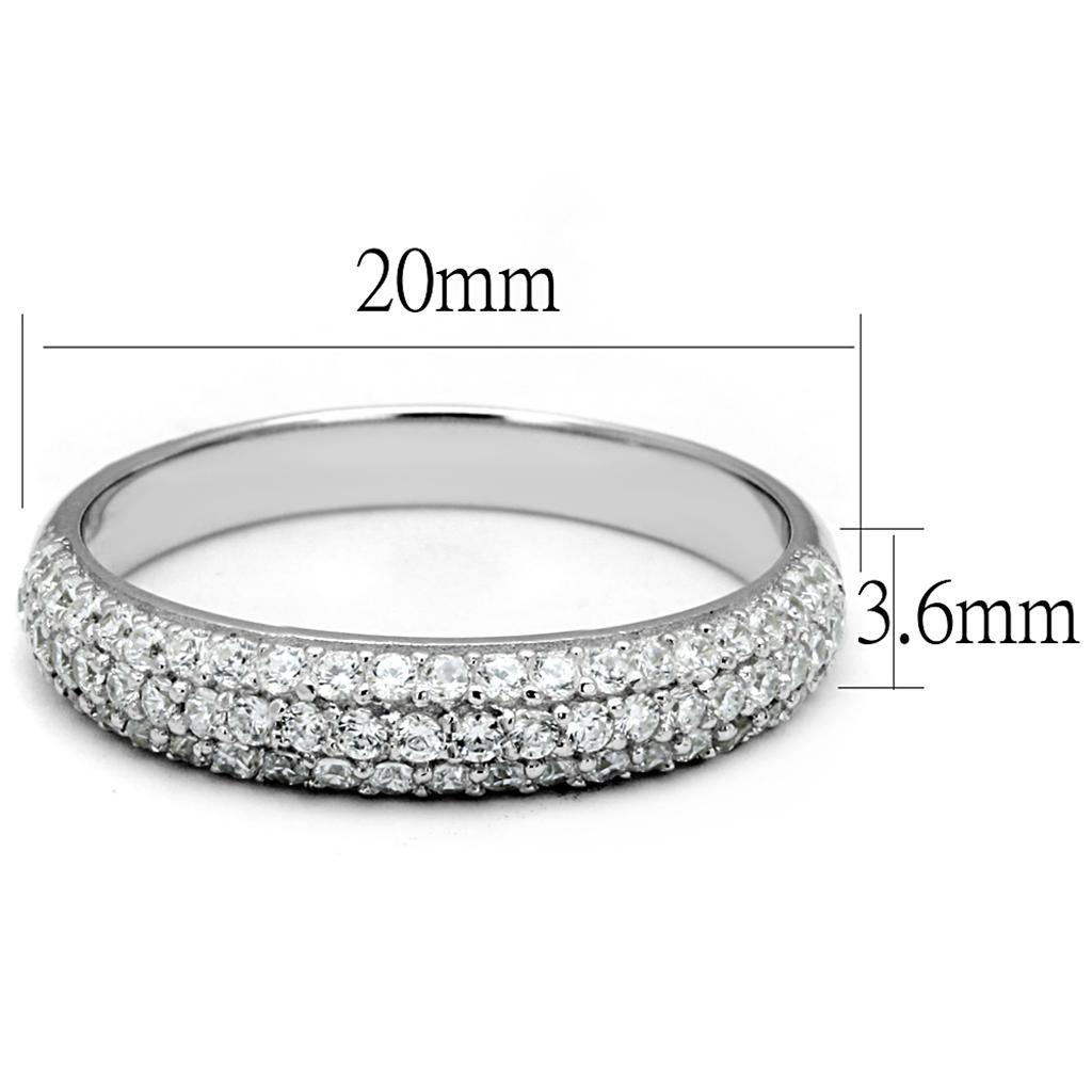 TS535 - Rhodium 925 Sterling Silver Ring with AAA Grade CZ  in Clear - Joyeria Lady