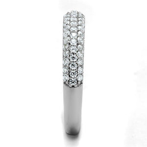TS535 - Rhodium 925 Sterling Silver Ring with AAA Grade CZ  in Clear
