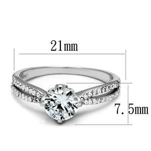TS537 - Rhodium 925 Sterling Silver Ring with AAA Grade CZ  in Clear
