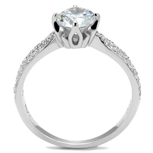 TS537 - Rhodium 925 Sterling Silver Ring with AAA Grade CZ  in Clear