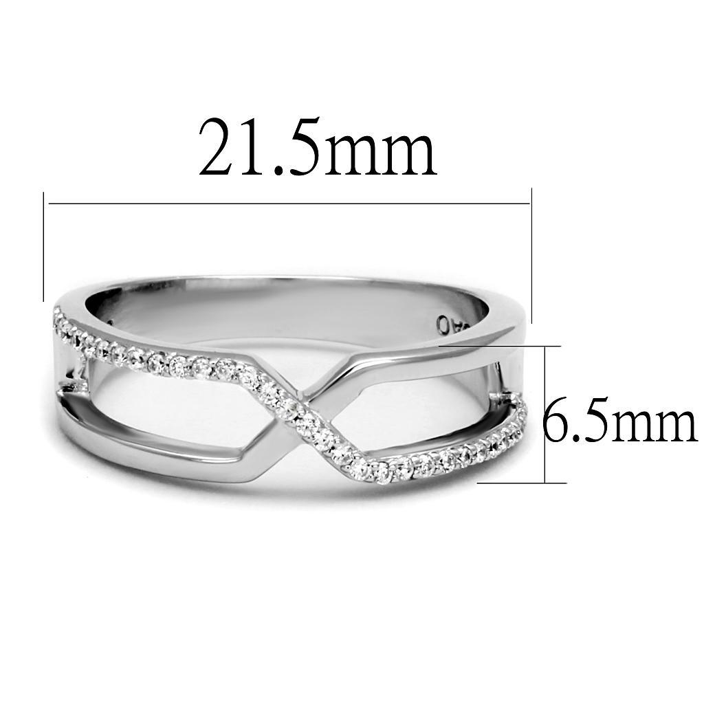 TS540 - Rhodium 925 Sterling Silver Ring with AAA Grade CZ  in Clear - Joyeria Lady
