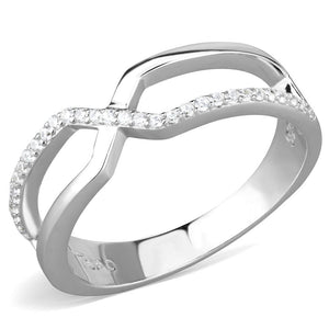 TS540 - Rhodium 925 Sterling Silver Ring with AAA Grade CZ  in Clear