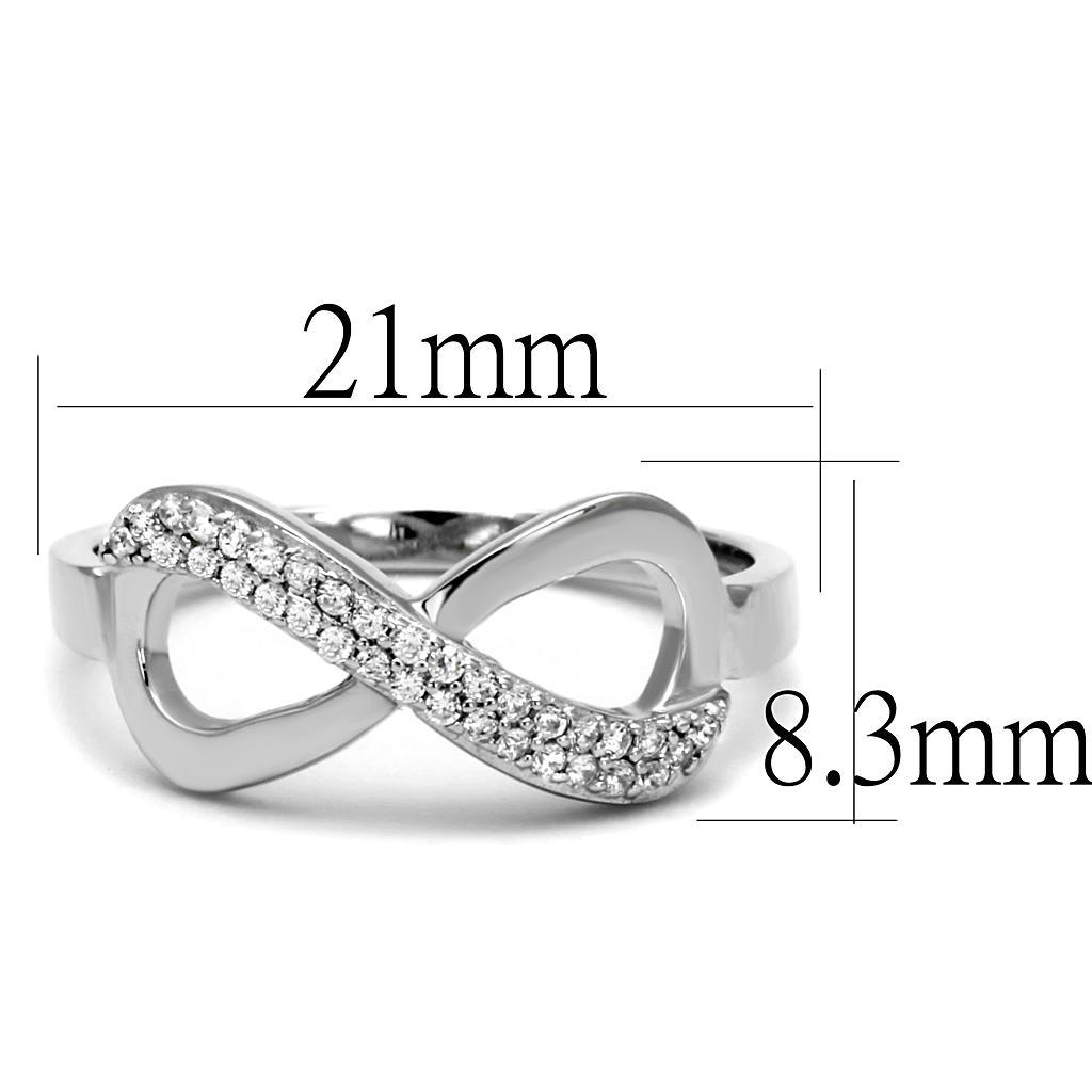 TS541 - Rhodium 925 Sterling Silver Ring with AAA Grade CZ  in Clear - Joyeria Lady
