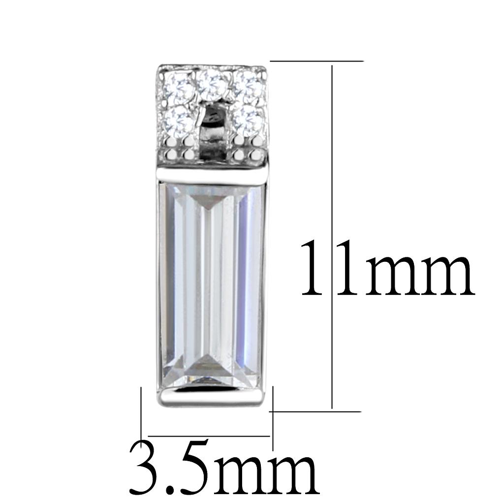 TS550 Rhodium 925 Sterling Silver Earrings with AAA Grade CZ in Clear - Joyeria Lady